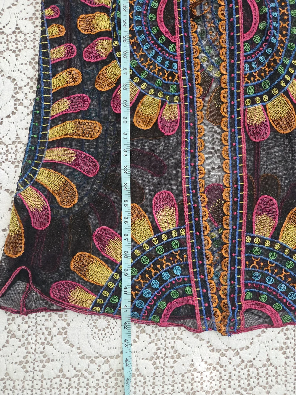 Rachel Zoe Black Sheer Multicolor Embroidered Kimono Cover-Up Size OS - Picture 7 of 8
